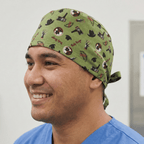 Halloween Freddy Kruger Movie scrub cap shown on model