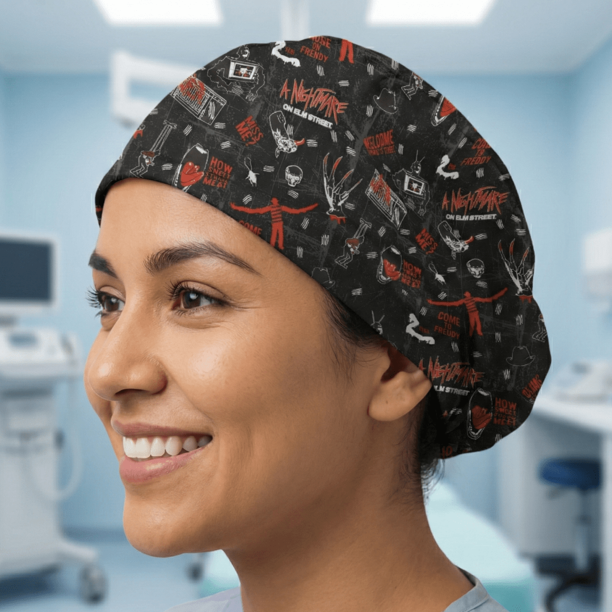 Halloween Nightmare On Elm St Scrub Caps