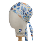 Hanukkah Celebrations Trinkets scrub cap in Bandana tie-back style