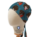 Happy Dog Neckerchief scrub cap in Bandana tie-back style