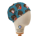 Happy Dog Neckerchief scrub cap in Elastic Backed no-tie style