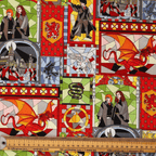 Harry Potter Stain Glass fabric pattern detail close-up