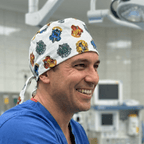 Harry Potter Houses scrub cap shown on model