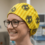 Harry Potter Hufflepuff scrub cap shown on model