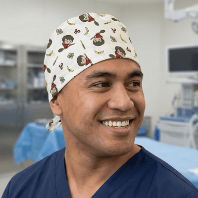 Harry Potter Quidditch scrub cap shown on model