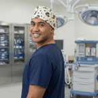 Harry Potter Quidditch scrub cap shown on model