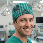 Harry Potter Slytherin scrub cap shown on model