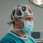 Heart Mechanical Punk scrub cap shown on mannequin head