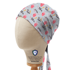 Heart Puns Go With The Flow scrub cap fabric pattern close-up