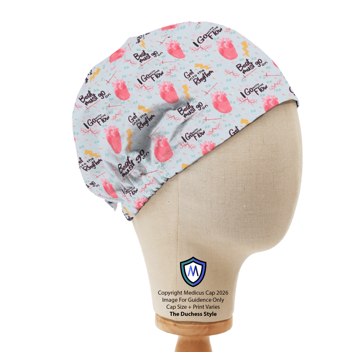 Gorro quirúrgico negro con corazón en 3D