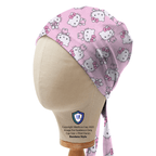 Hello Kitty Kawaii Head Toss scrub cap in Bandana tie-back style