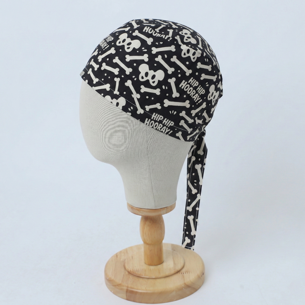 Hip Hip Hooray scrub cap fabric pattern close-up
