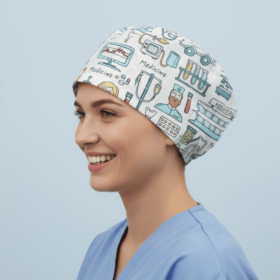 Hopsital Surgery Large Cartoon Scrub Cap