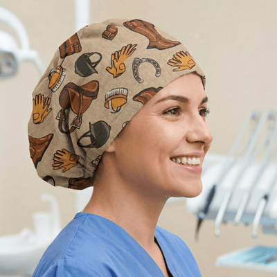 Horse Accessories Equestrian scrub cap shown on model