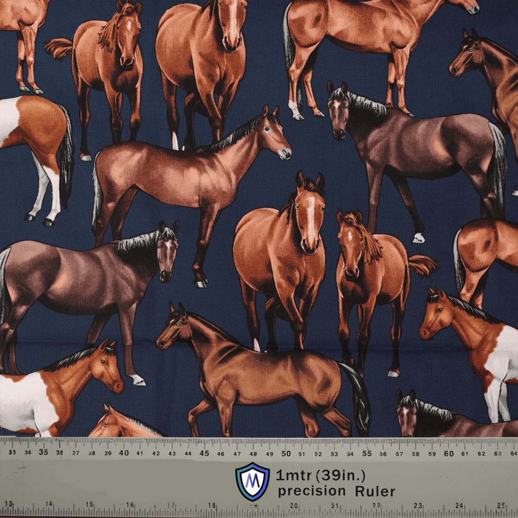 Horses Running On Navy Scrub Cap