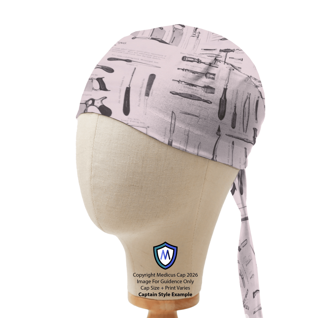 Herramientas de hospital en gorra quirúrgica blanca n.° 1