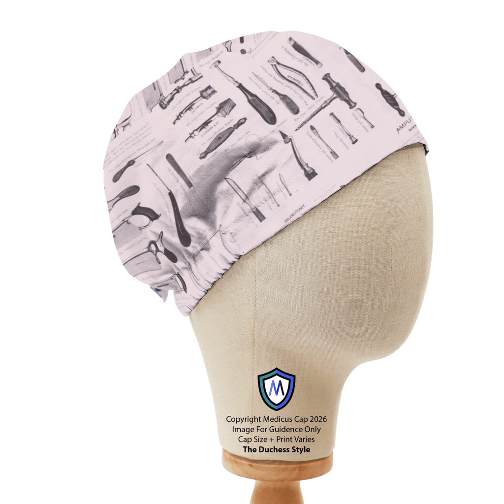 Herramientas de hospital en gorra quirúrgica blanca n.° 1