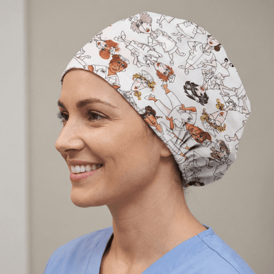 Hospital Nurses Standing by scrub cap shown on model