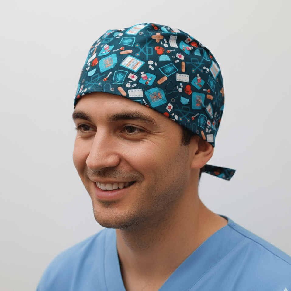 Hospital Surgery Admin On Navy Scrub Cap