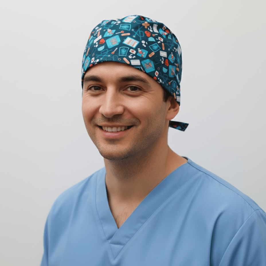 Hospital Surgery Admin On Navy Scrub Cap