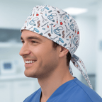 Hospital Tools On White #1 scrub cap shown on model