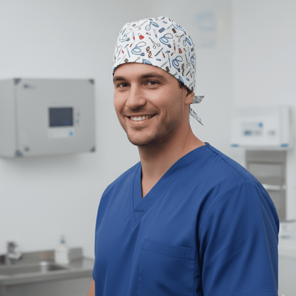 Hospital Tools On White #2 Scrub Cap