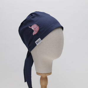 READY TO SHIP - NAVY with embroidered DANCING STOMACH -  Bandana M/L Print Scrub Cap from Medicus Scrub Caps
