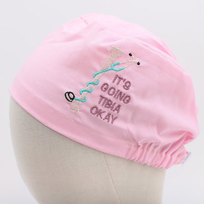 Gorro quirúrgico bordado con mano de esqueleto