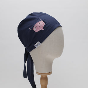 READY TO SHIP - NAVY with embroidered BLADDER UROLOGY -  Bandana M/L Print Scrub Cap from Medicus Scrub Caps