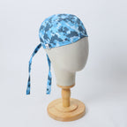 Military Camouflage Light Blue scrub cap pattern detail on mannequin