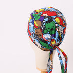 Marvel Avengers Cartoon Fighting Brawl scrub cap fabric pattern close-up