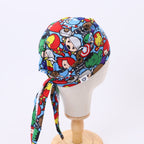 Marvel Avengers Cartoon Fighting Brawl scrub cap pattern shown flat