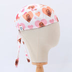 Cocker Spaniel Dogs Hearts White scrub cap pattern detail on mannequin