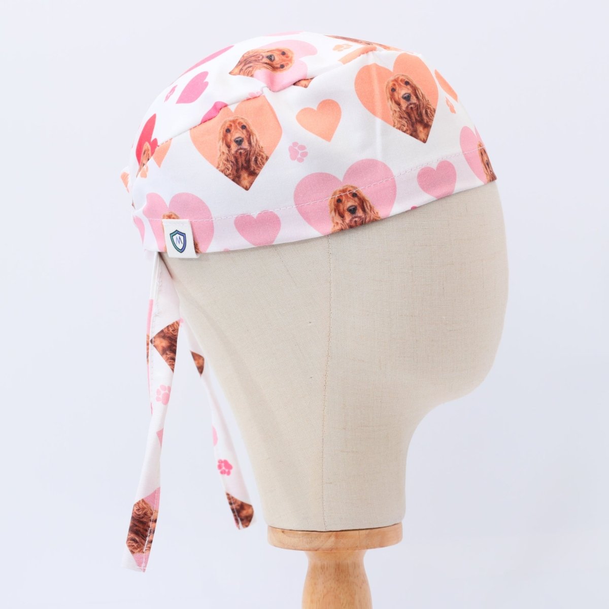 Cocker Spaniel Dogs Hearts White Scrub Cap