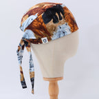 Horses Run Wild scrub cap pattern detail on mannequin