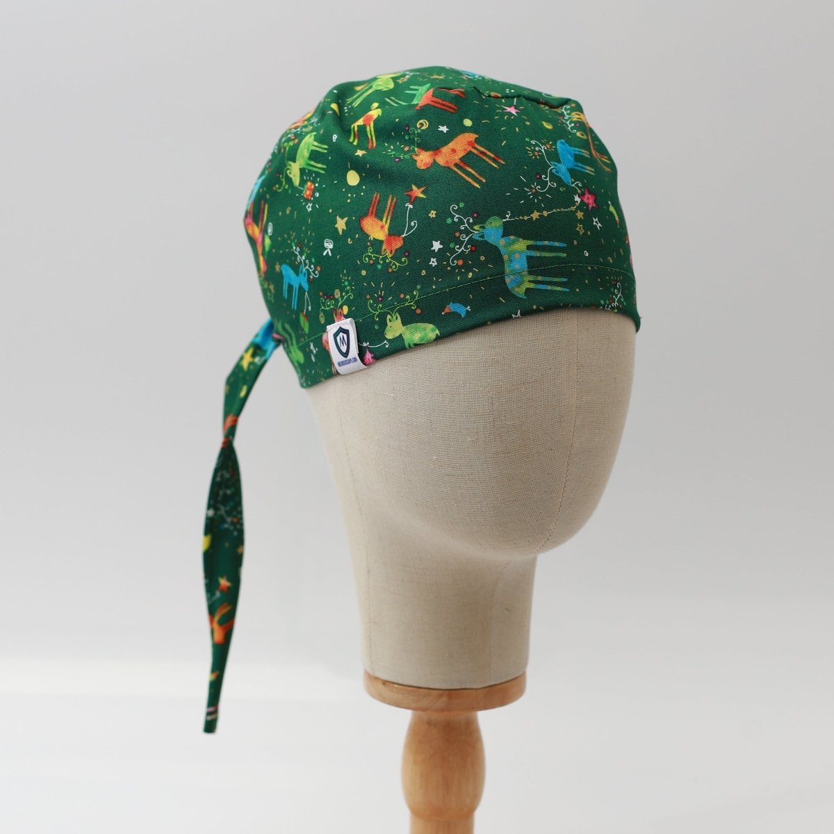 Christmas Reindeer Lights Colourful Scrub Cap