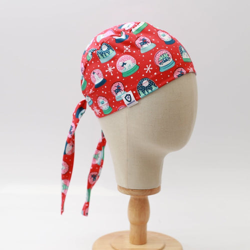 Christmas Snow Globes Red scrub cap