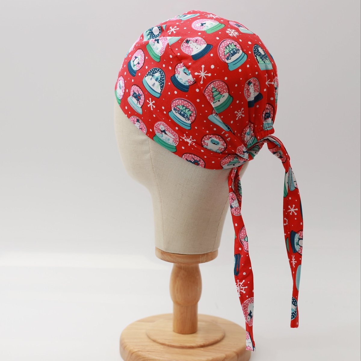 Christmas Snow Globes Red Scrub Cap
