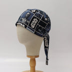 Star Wars Blue scrub cap with comic-style character panels shown on mannequin head side view