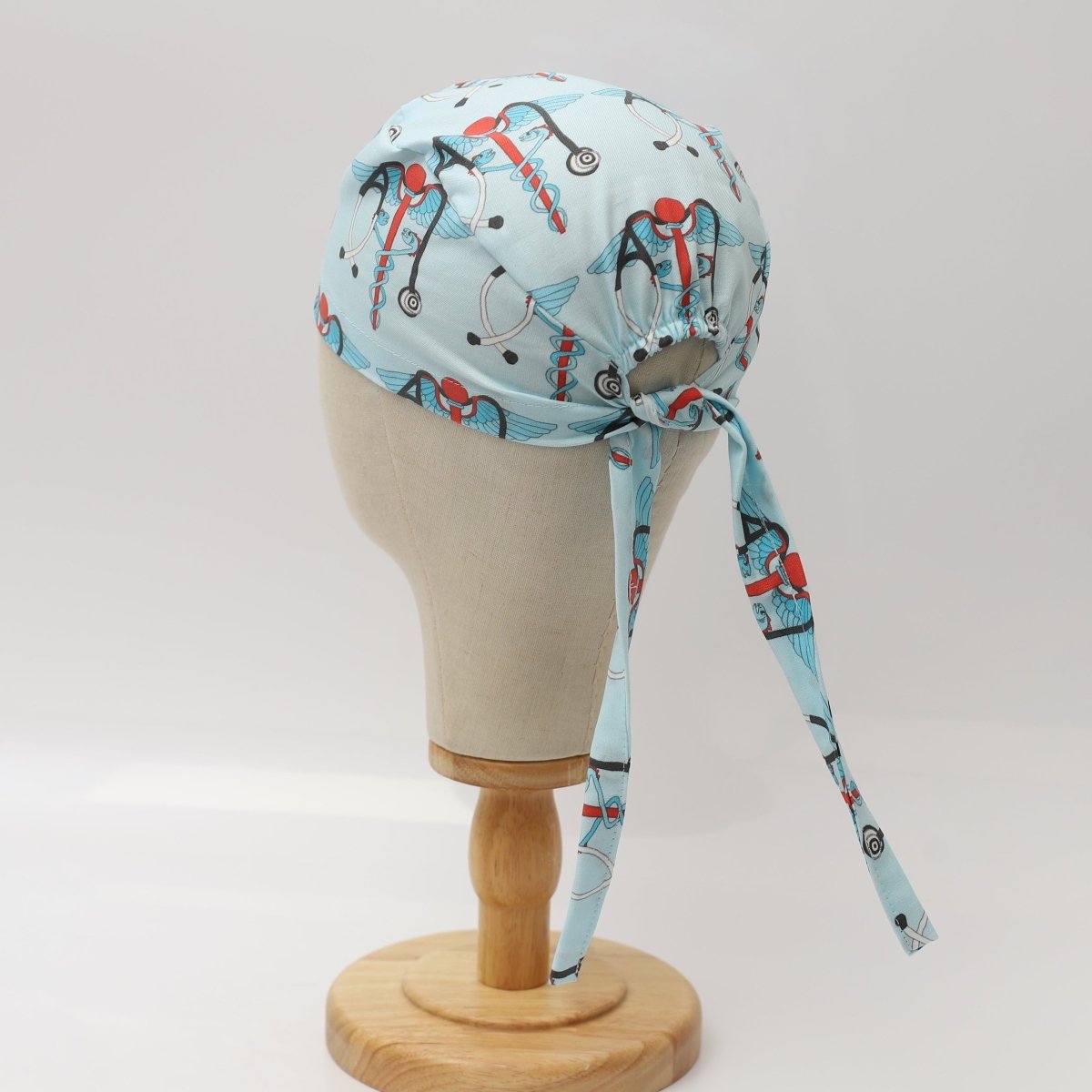 Medical Snake Caduceus Logo Blue USA Scrub Cap