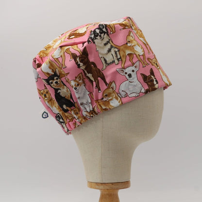 Gorro quirúrgico rosa para perros chihuahua