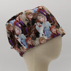 Disney Frozen Crowd scrub cap shown from side angle