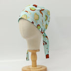 Dinosaurs in a Swamp Light Blue scrub cap shown on mannequin head