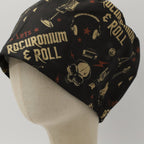 Lets Rock + Roll Anaesthesia scrub cap shown from side angle
