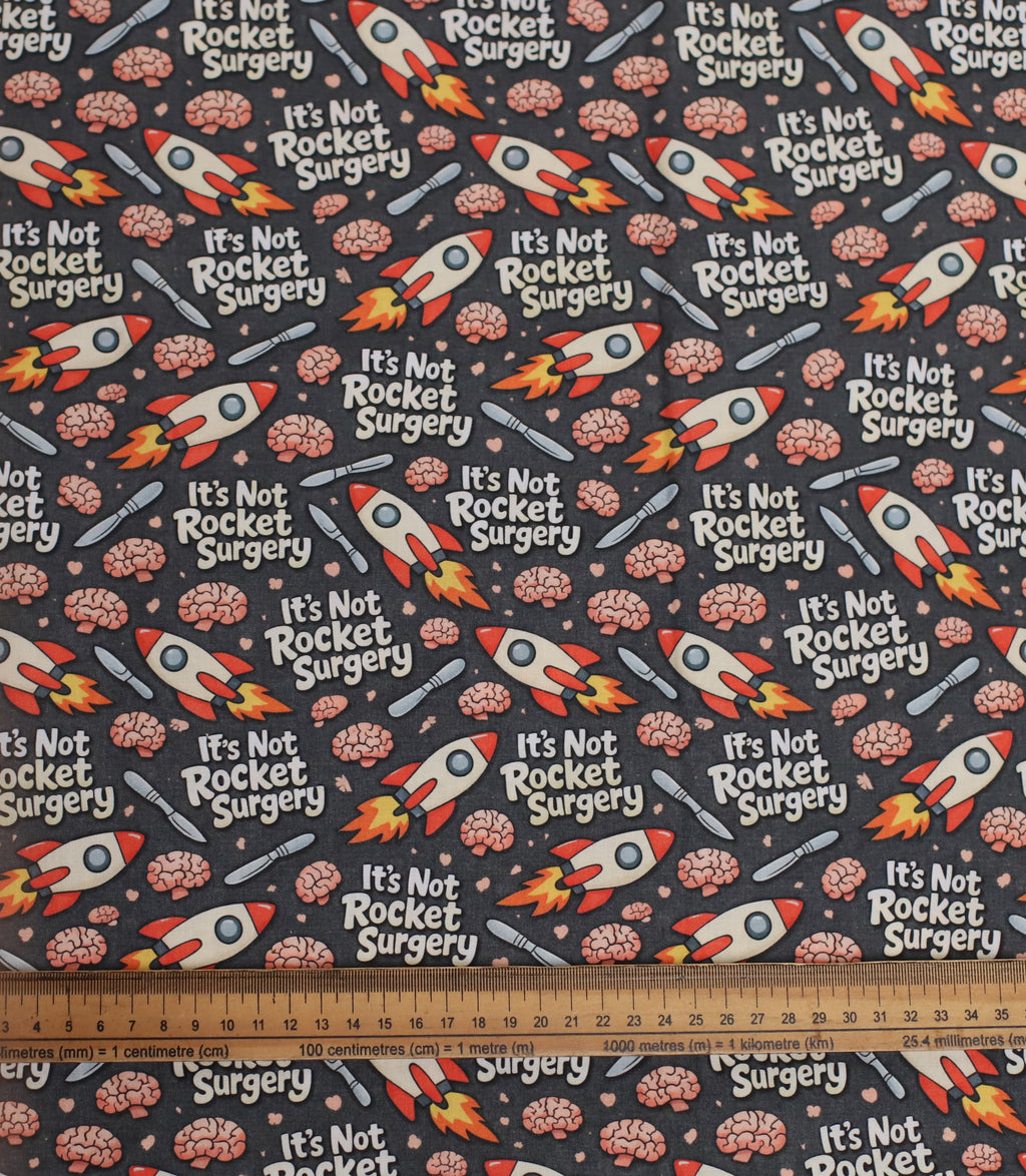It’s Not Rocket Surgery scrub cap pattern shown flat