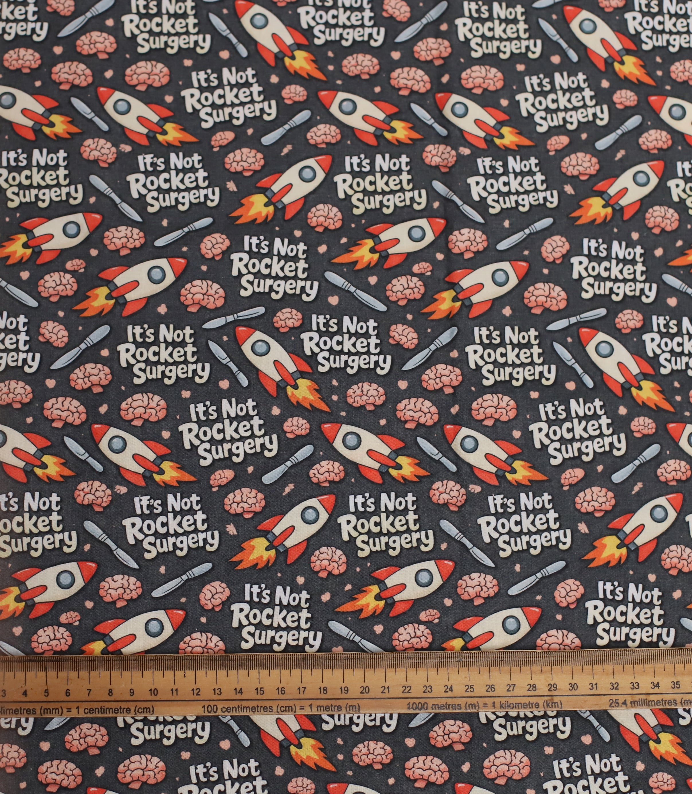 It’s Not Rocket Surgery scrub cap pattern shown flat