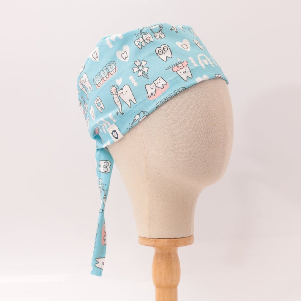 Dental Hygienist Teeth Cleaning Blue Scrub Cap