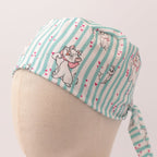 Disney Marie Cat Striped scrub cap fabric pattern close-up