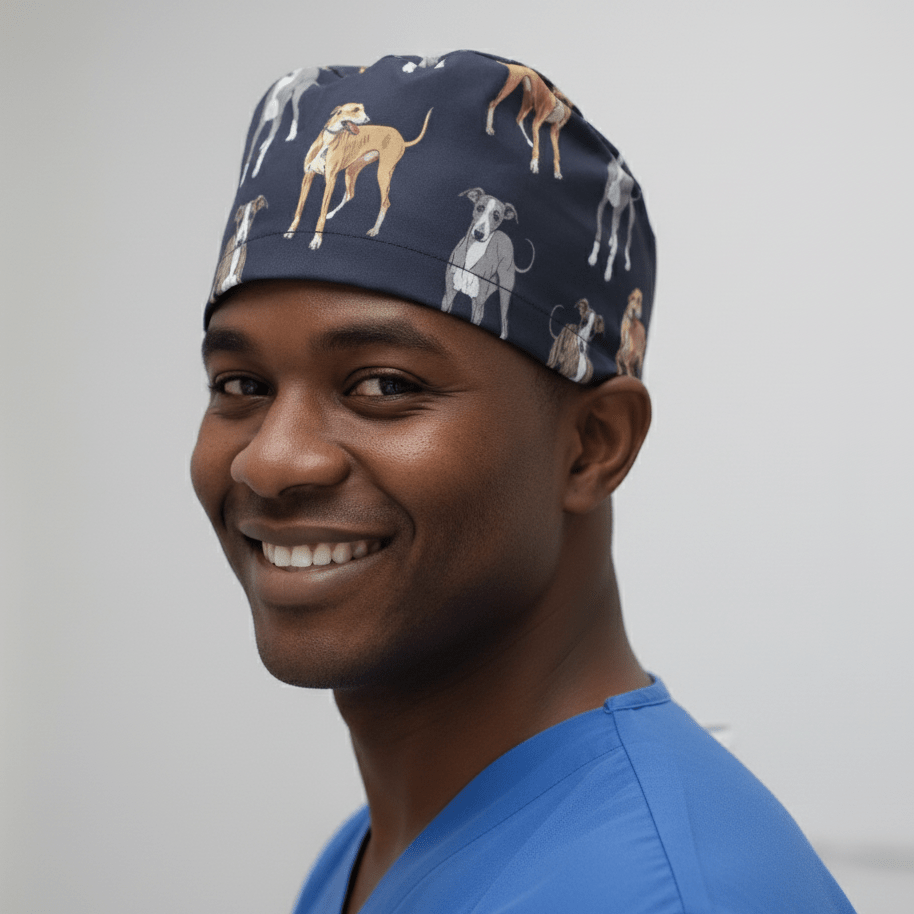 Gorro quirúrgico azul marino muy oscuro para perros galgos italianos