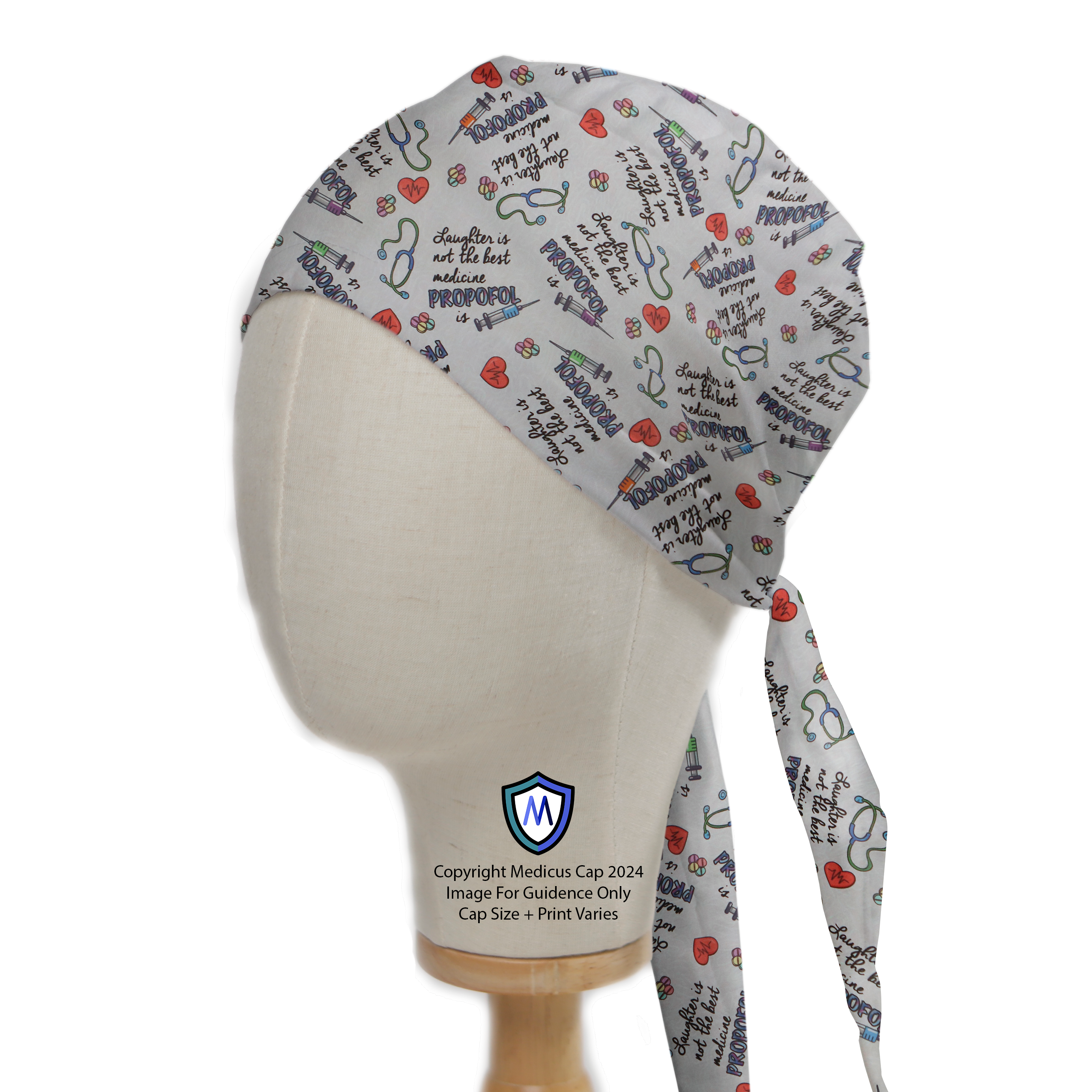 Laughter Is Not The Best Medicine Anaesthesia Is Humour scrub cap in Bandana tie-back style